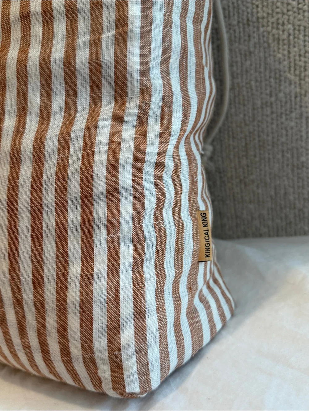 Quince European Linen Stripe Duvet Cover Terracotta white stripe